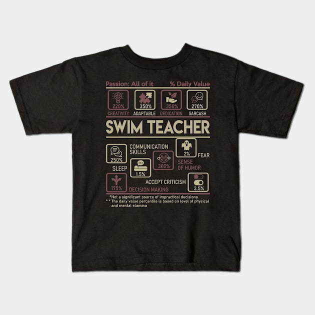 Swim Teacher T Shirt - Multitasking Daily Value Gift Item Tee Kids T-Shirt by candicekeely6155
